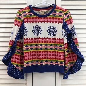 Matilda Jane size 4 falling snow long sleeve ruffle top